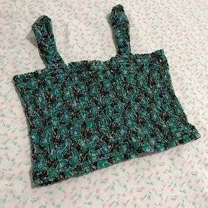 NWOT GAP Kids Cotton Smocked Tube Top Green Blue Black Girls XXL/Women's S